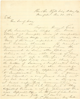 1862 William T. Sherman Signed Handwritten Letter (JSA)